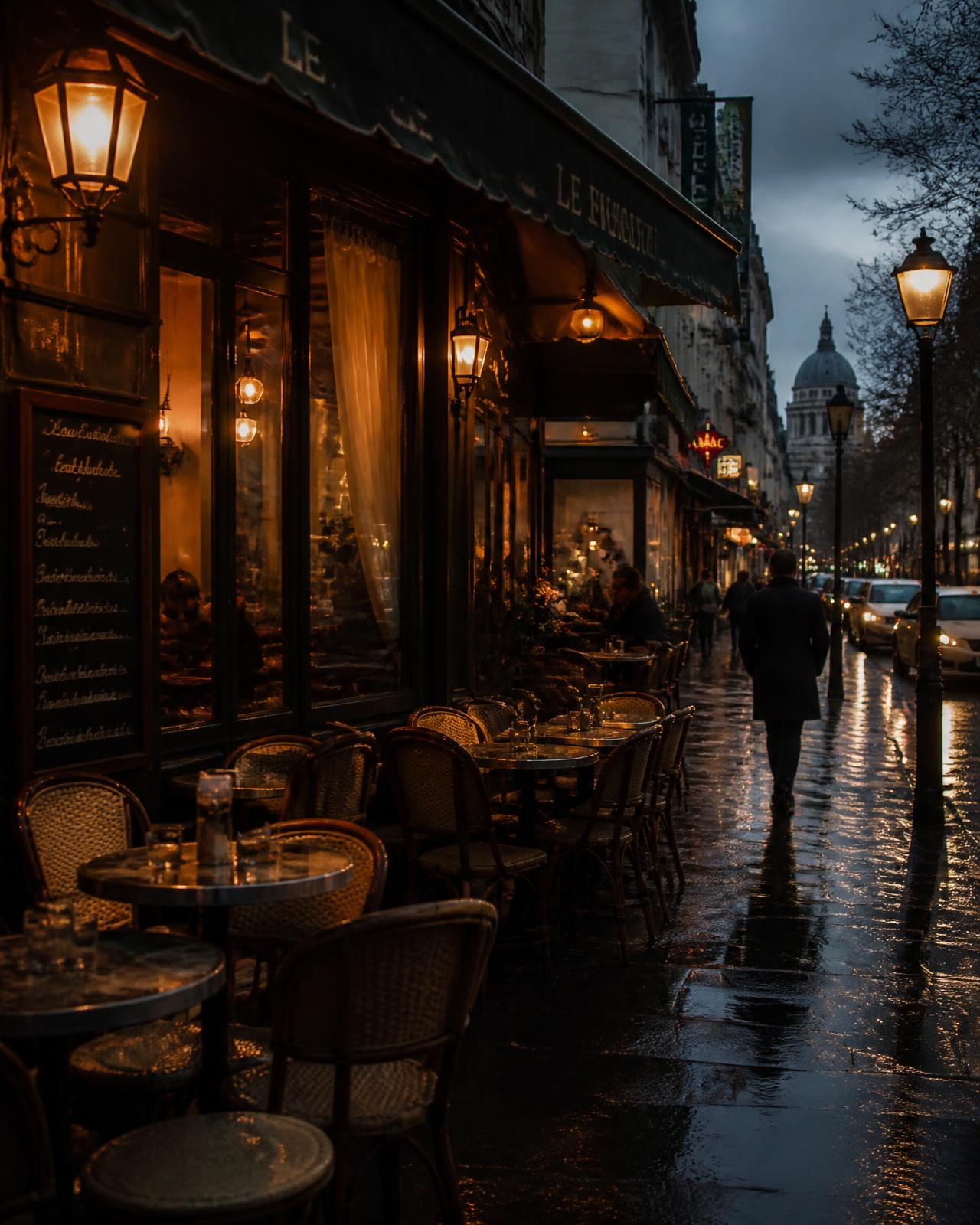 Paris — Sidewalk Café at night